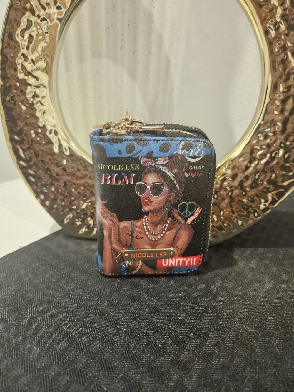 Nicole Lee Blue and Black Graphic Mini Wallet – UNITY BLM